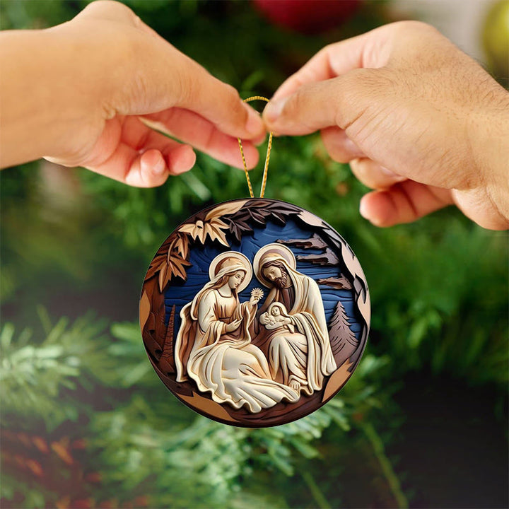 Christianartworkshop Adornos navideños colgantes retro de la Natividad C - image 3