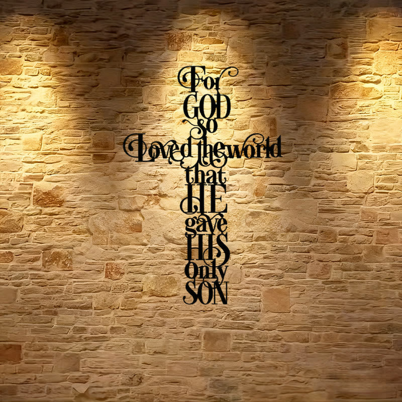 Christianartworkshop Juan 3:16 Porque de tal manera amó Dios al mundo. Cruz de metal para decoración de pared. - Negro - 10,47"*15,74"/26,6*40 cm - image 1