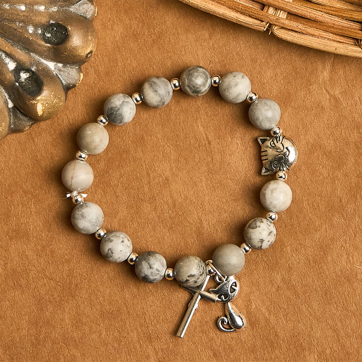 Christianartworkshop Rosario de oración con diseño de gato atigrado gris claro: Pulsera de oración para el cuidado de los gatos callejeros, Rosario de animales - image 12