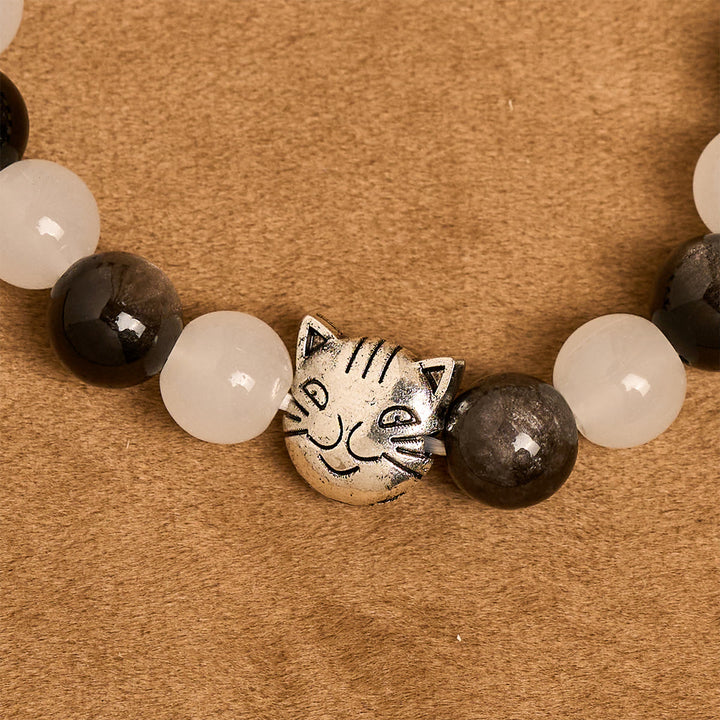 Christianartworkshop Pulsera de cuentas de vaca y gato en blanco y negro, Bendición de Nuestra Señora, Rosario de animales - image 17