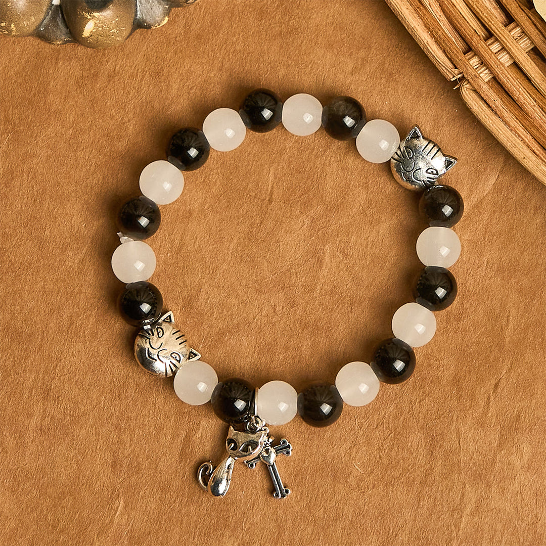 Christianartworkshop Pulsera de cuentas de vaca y gato en blanco y negro, Bendición de Nuestra Señora, Rosario de animales - image 14