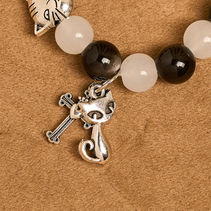 Christianartworkshop Pulsera de cuentas de vaca y gato en blanco y negro, Bendición de Nuestra Señora, Rosario de animales - image 16