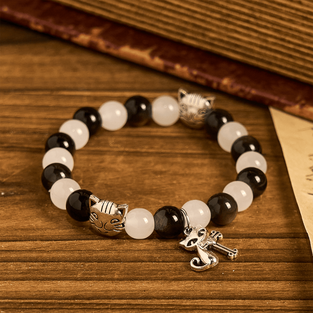 Christianartworkshop Pulsera de cuentas de vaca y gato en blanco y negro, Bendición de Nuestra Señora, Rosario de animales - image 15
