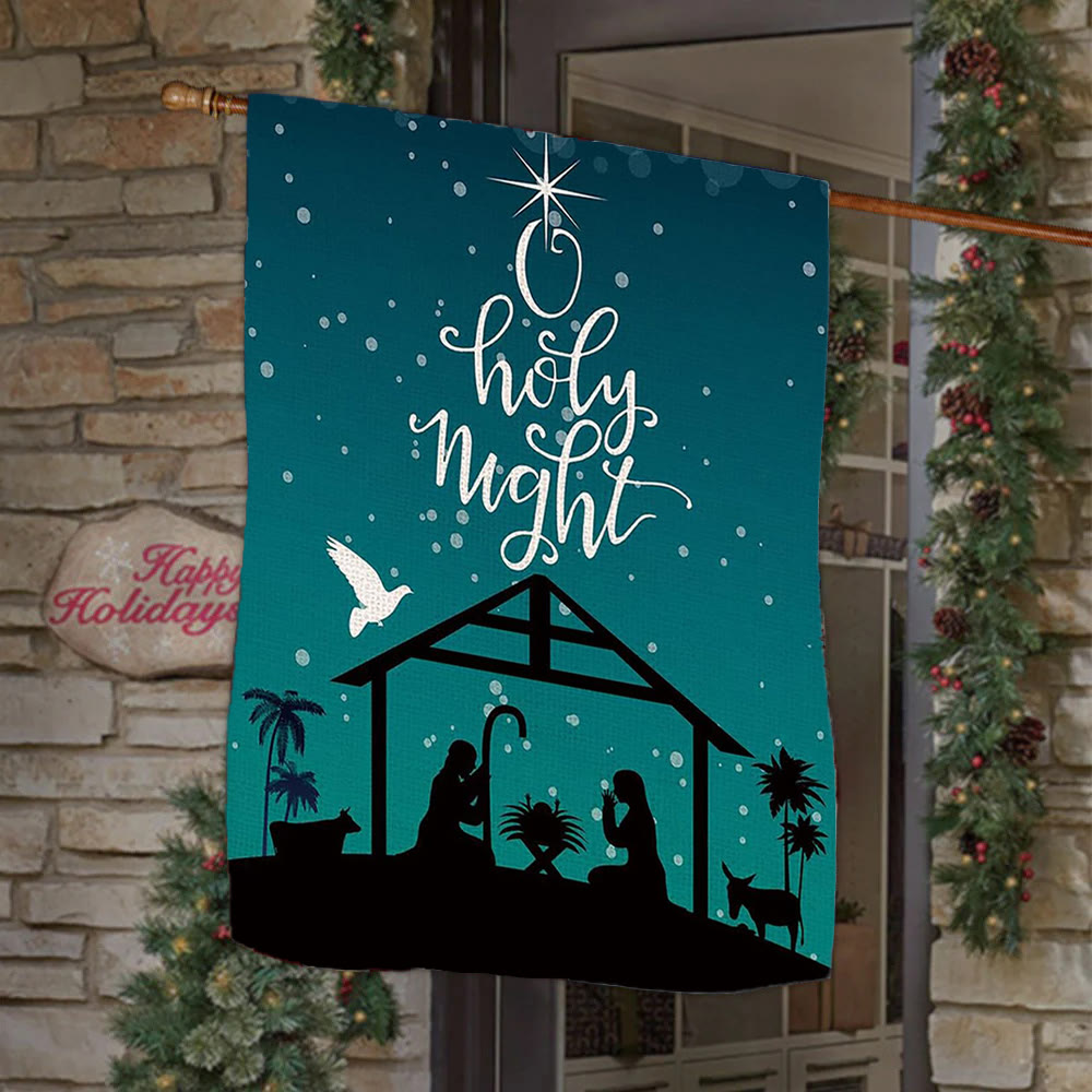 Christianartworkshop Bandera de jardín Natividad Estrellada "Noche Santa" color turquesa: Decoración inspirada en la fe - image 1