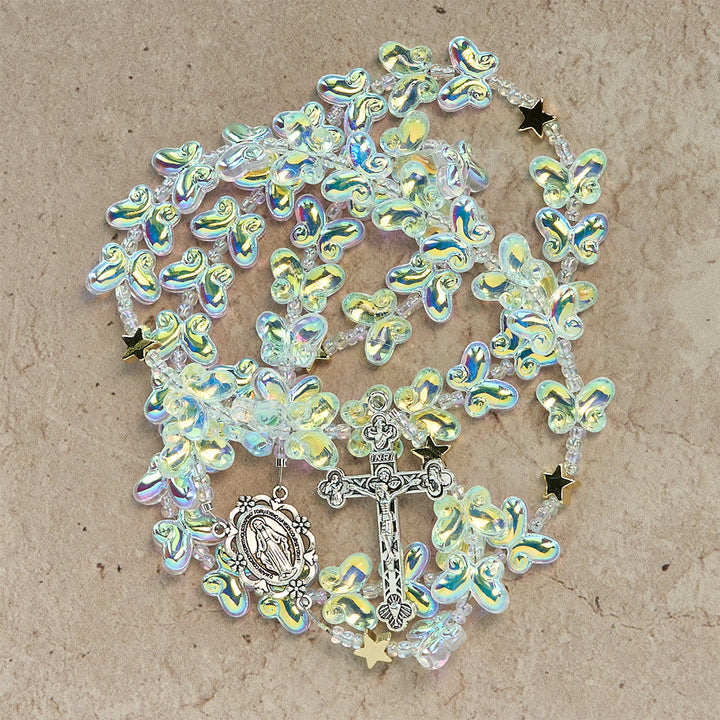 Christianartworkshop Mariposa verde brillante con medalla milagrosa y rosario de animales - image 6