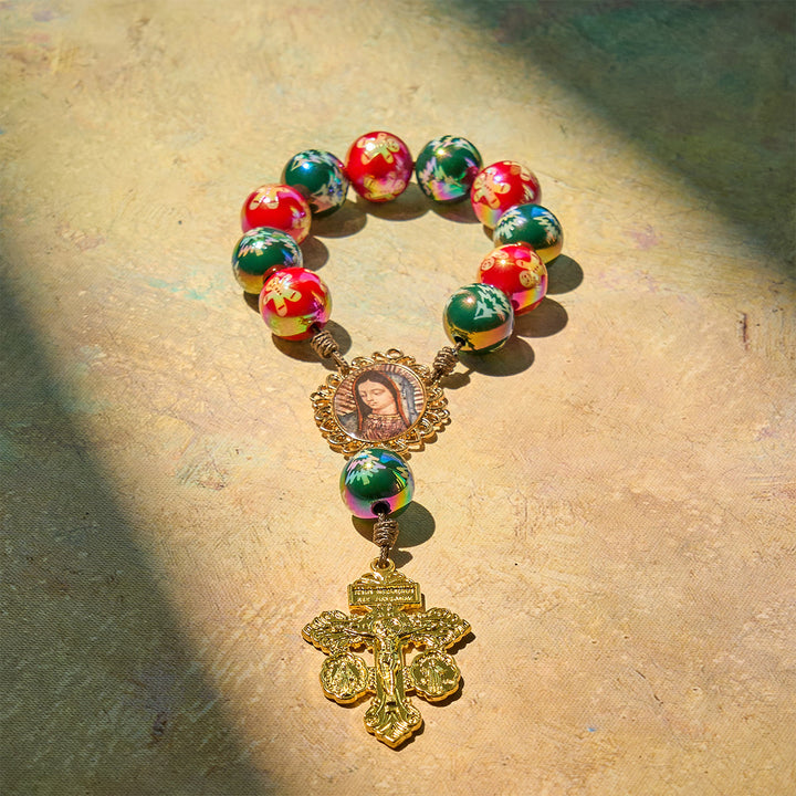 Christianartworkshop Rosario de bolsillo navideño con cuentas rojas y verdes: Reza en cualquier lugar y en cualquier momento. - image 15
