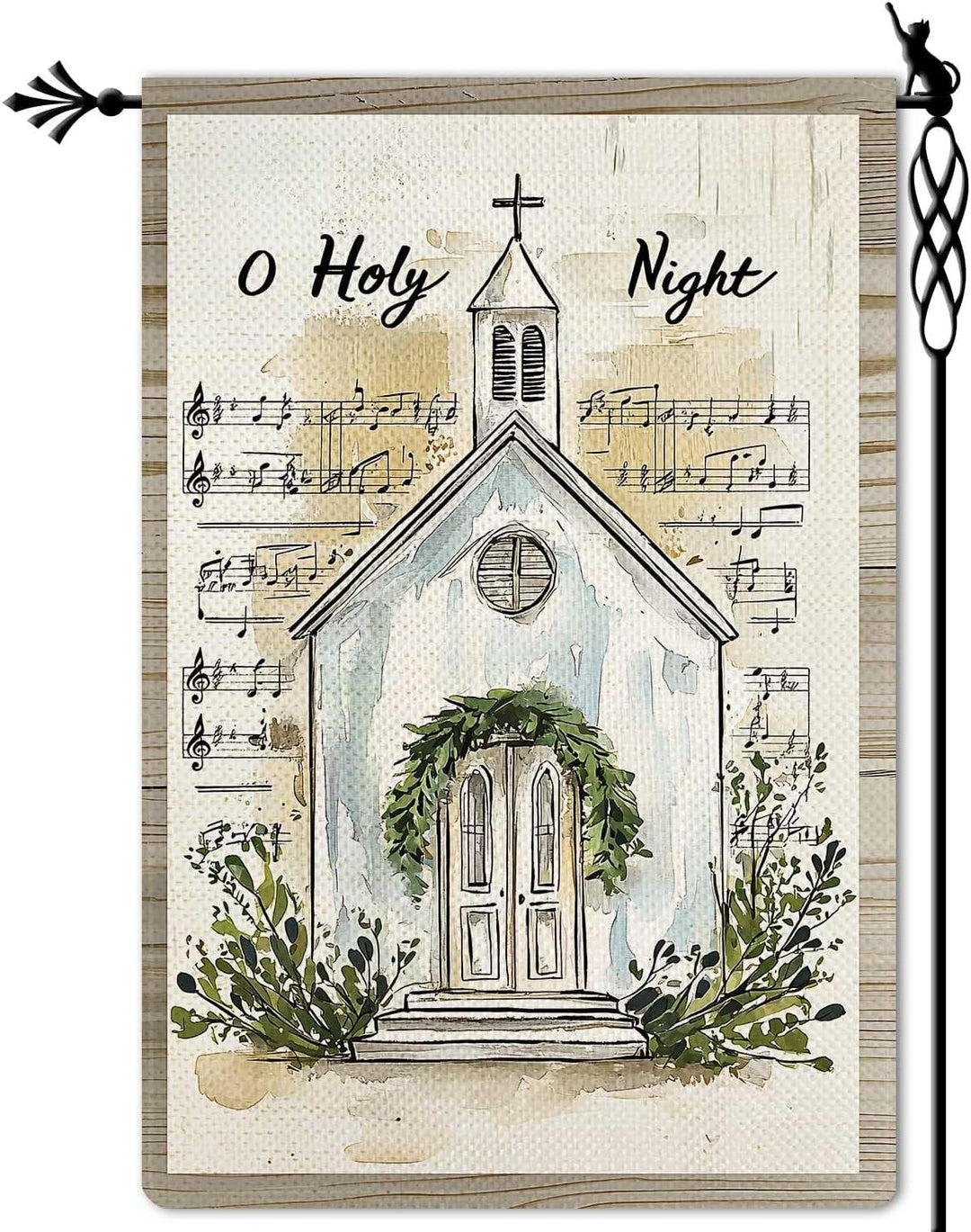 Christianartworkshop Notas musicales y bandera navideña de la iglesia "Noche Santa" - image 6