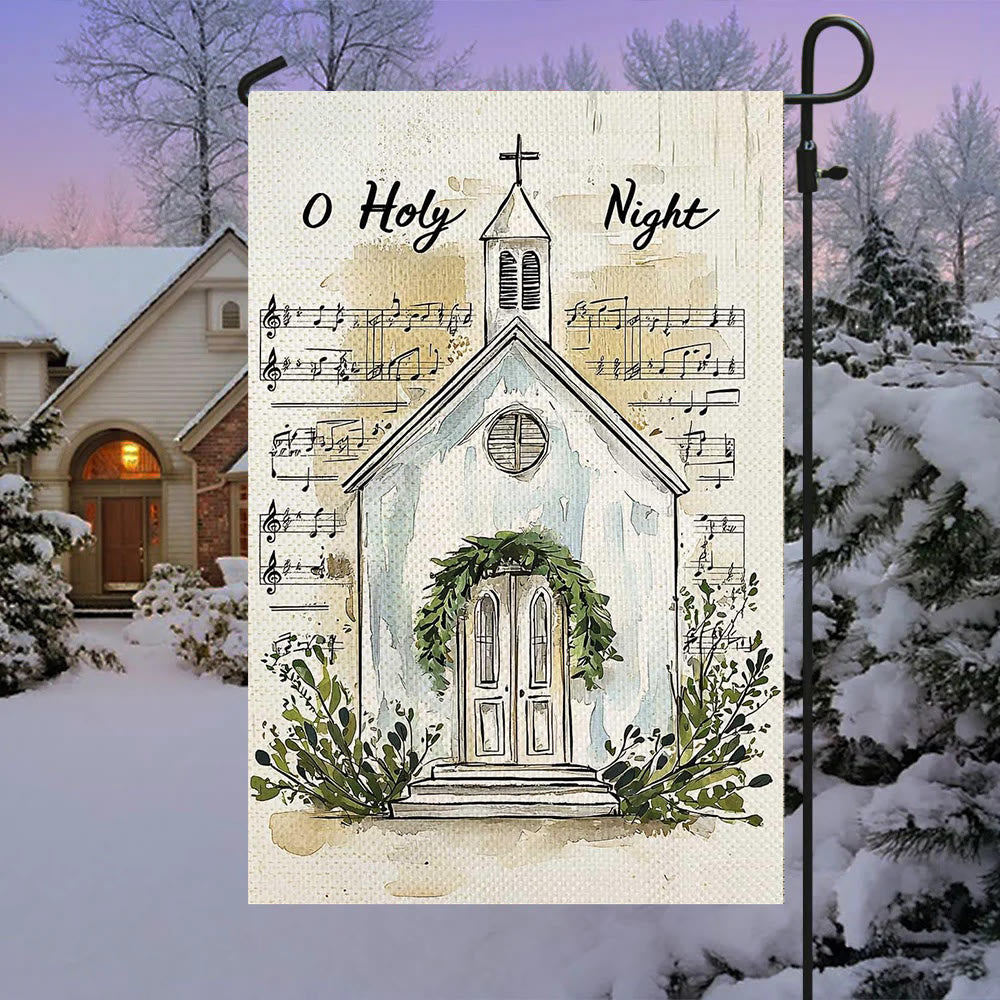 Christianartworkshop Notas musicales y bandera navideña de la iglesia "Noche Santa" - image 1