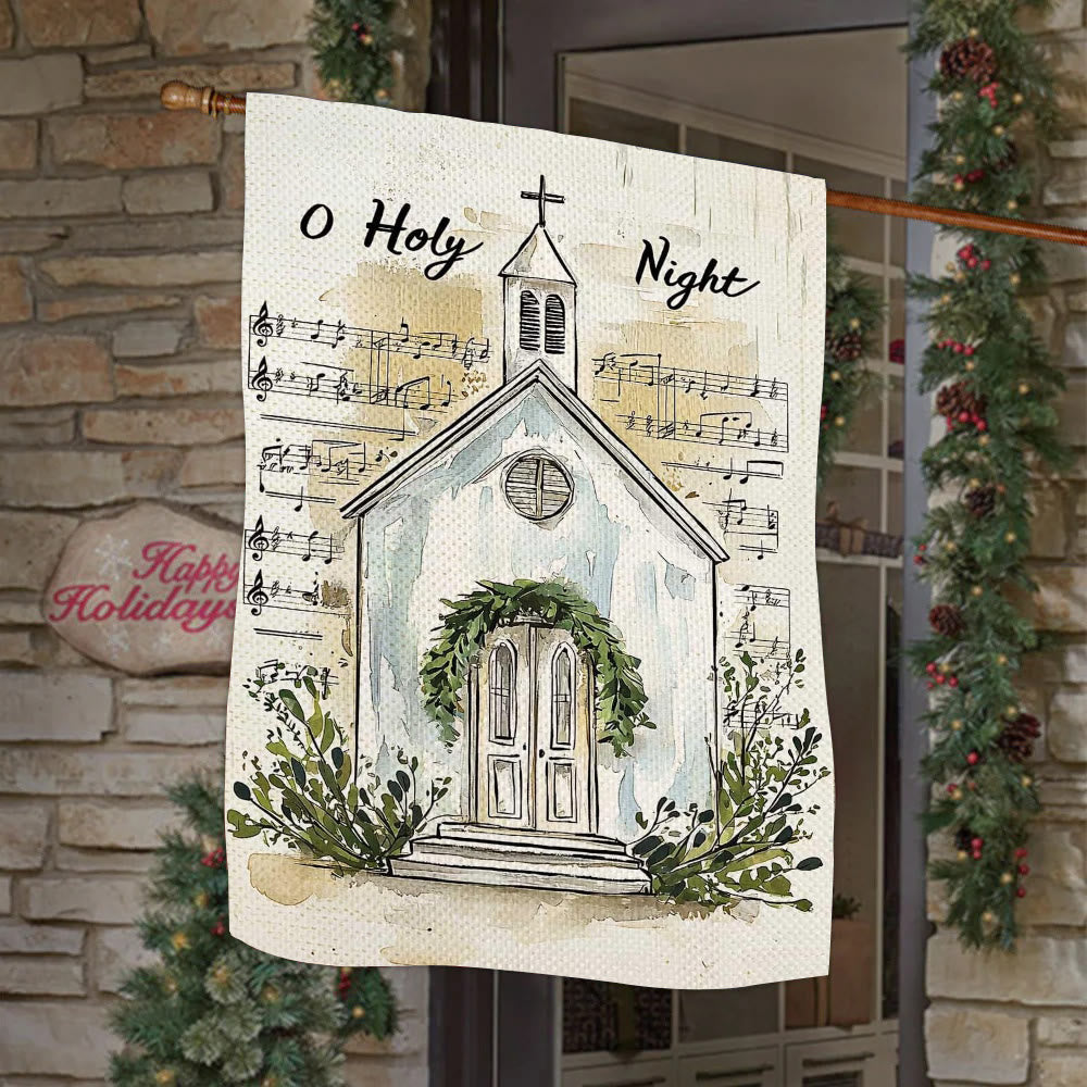 Christianartworkshop Notas musicales y bandera navideña de la iglesia "Noche Santa" - image 2