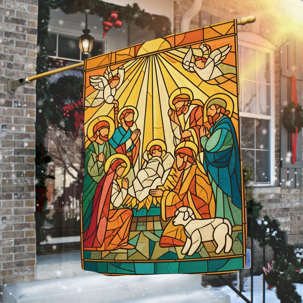 Christianartworkshop Bandera de jardín con diseño de Natividad Radiante - Escena navideña de fe brillante - image 3