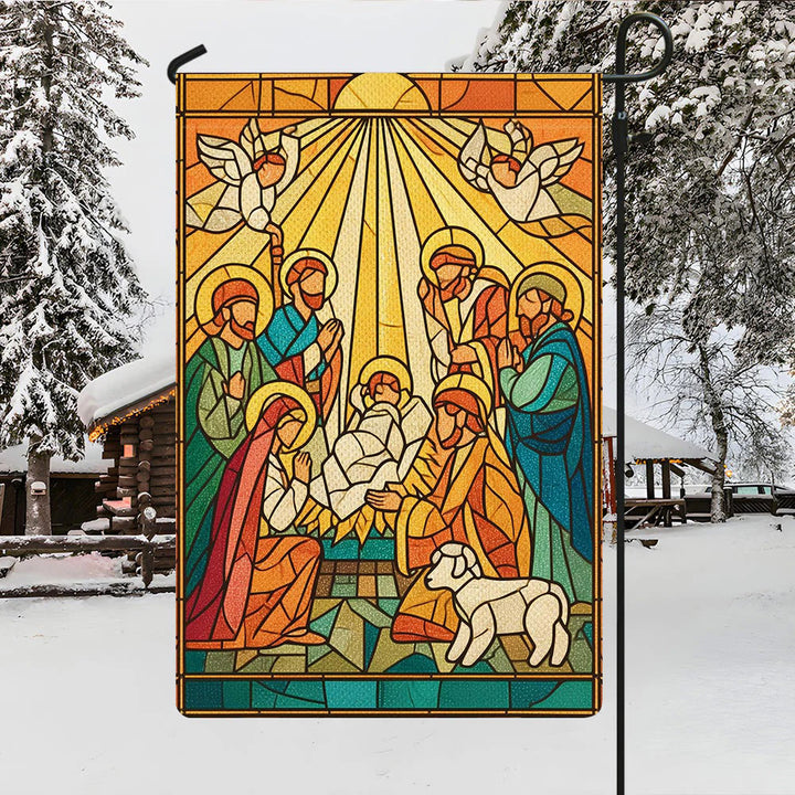 Christianartworkshop Bandera de jardín con diseño de Natividad Radiante - Escena navideña de fe brillante - image 4