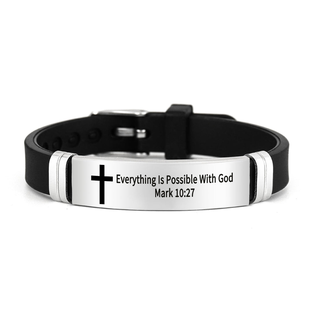 Christianartworkshop Pulsera con cruz motivacional de varios estilos con versículos bíblicos - Plata 10:27 - image 10