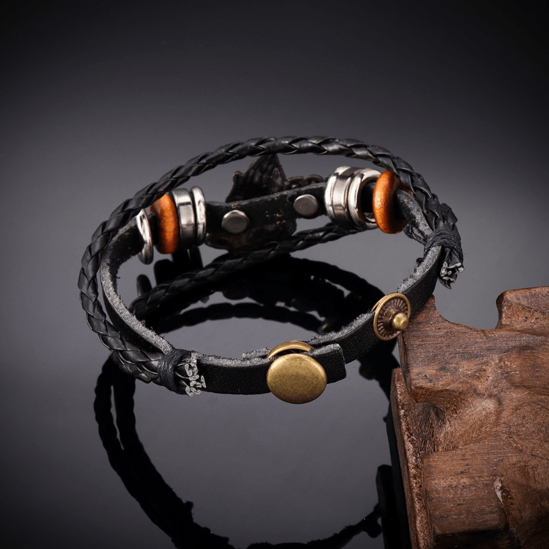 Christianartworkshop Pulsera estilo retro con manos rezando y la inscripción "DIOS ME BENDIGA", diseño trenzado negro. - image 4