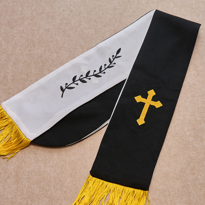 Christianartworkshop Conjunto de bendición Cruz Negra Dorada con Virgen María y Cruz con Escritura: Vive en la fe - image 7