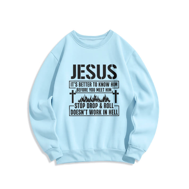 Christianartworkshop Sudadera de poliéster con forro polar, estampado de la Cruz de Jesús y la Llama con el lema "Fe". - Azul - 2XL - image 5