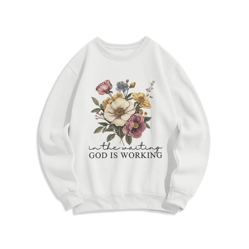 Christianartworkshop Sudadera de poliéster con forro polar y estampado floral vintage "Devoción Diaria" y eslogan de fe. - Blanco - 2XL - image 1