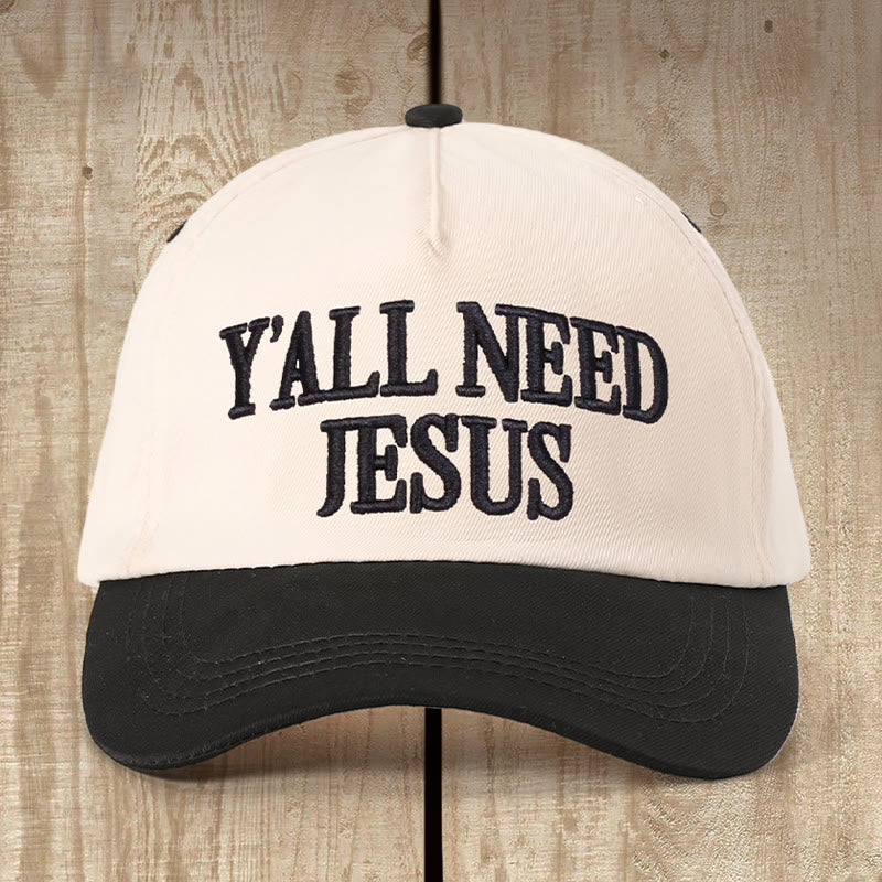 Christianartworkshop TODOS NECESITAN A JESÚS Color diario - Gorra con bloques: Recordatorio de fe para momentos casuales - Beige con negro - image 1