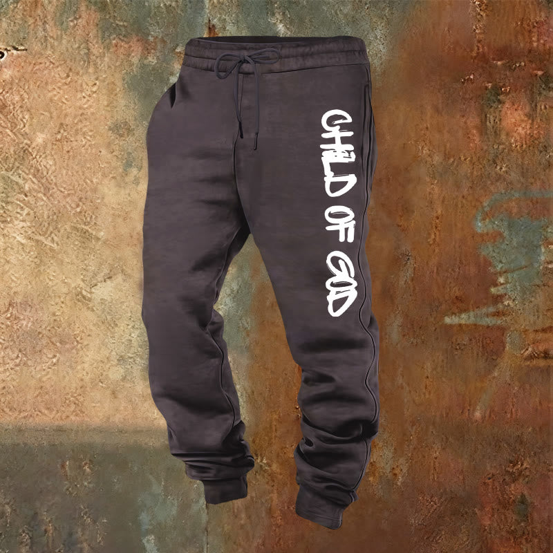 Christianartworkshop Pantalones deportivos con cita "Hijo de Dios" inspirada en la fe y letra en negrita - Gris oscuro - 2XL - image 20