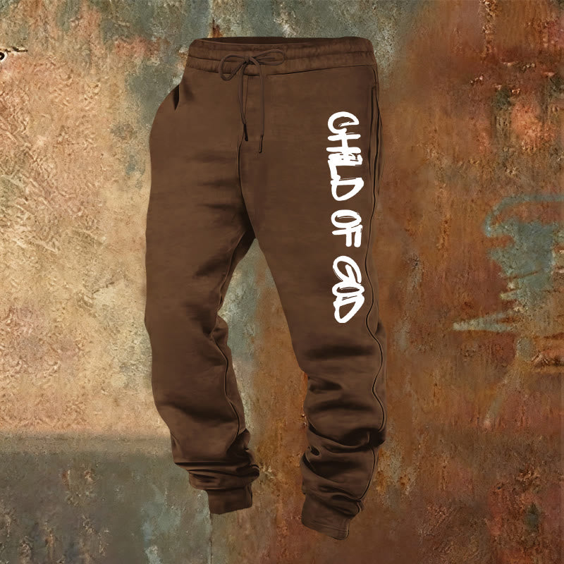Christianartworkshop Pantalones deportivos con cita "Hijo de Dios" inspirada en la fe y letra en negrita - Marrón - 2XL - image 16