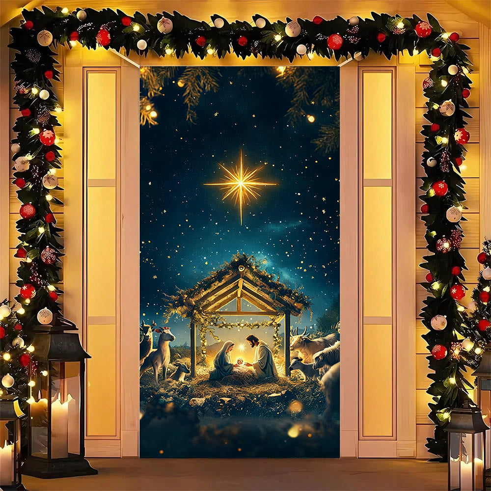 Christianartworkshop Cortina de puerta con la Estrella de Belén: Fe navideña y resplandor celestial - image 1