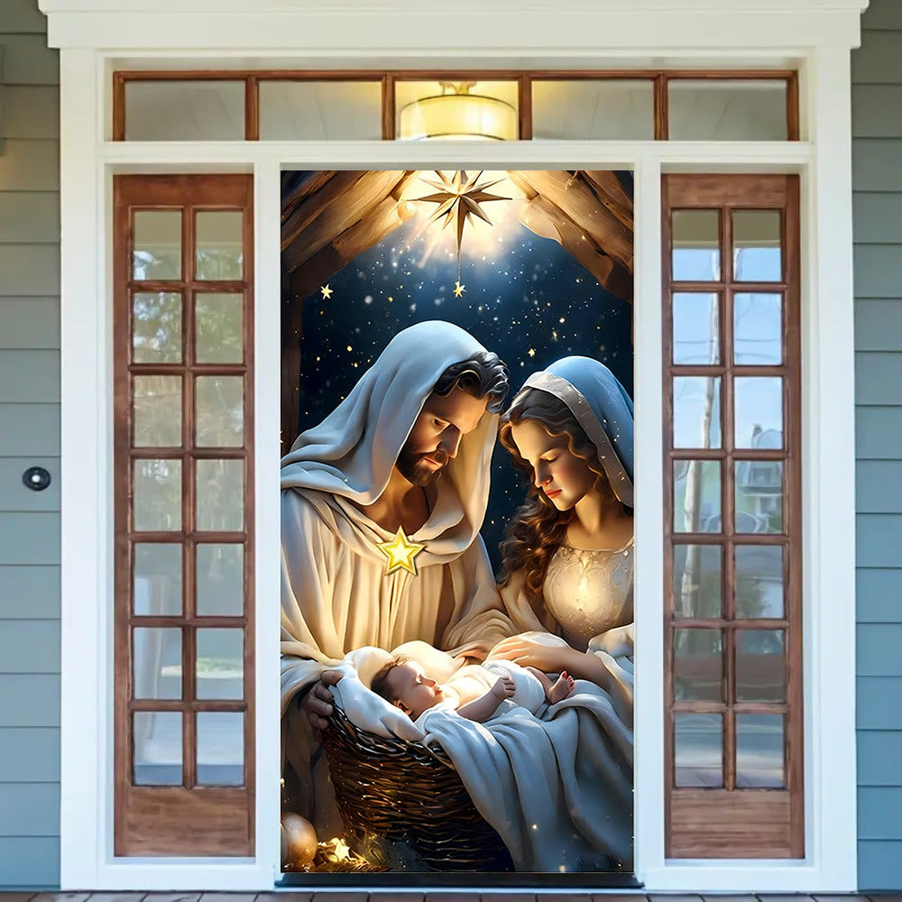 Christianartworkshop Cortina de puerta con la Natividad Divina: Crea un espacio sagrado navideño en casa. - image 1