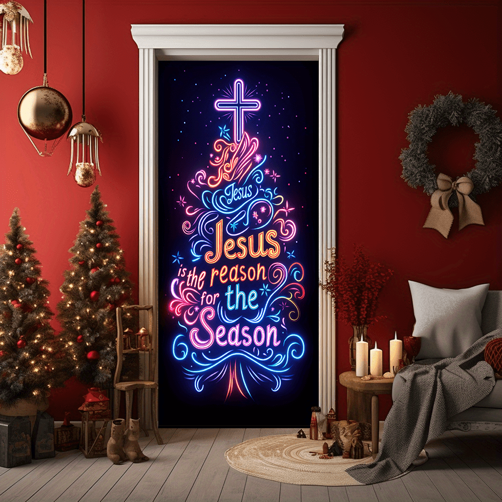 Christianartworkshop Cortina de neón Jesus Reason para puerta: Compañero fiel y ambiente festivo diario. - 36''*80''/91cm*203cm - image 0