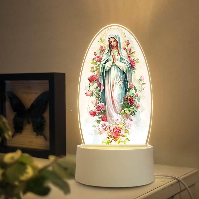 Christianartworkshop Lámpara de noche elegante con forma de la Virgen María: Gracia divina y elegancia para el hogar. - do - image 2