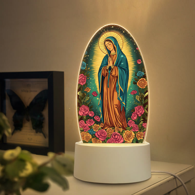 Christianartworkshop Lámpara de noche artística de devoción a la Virgen: estilos diversos y significado sagrado. - B - image 1