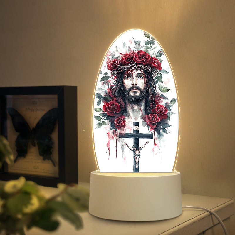 Christianartworkshop Lámpara de noche con diversas imágenes de Jesús: expresión de fe y regalo único. - B - image 1