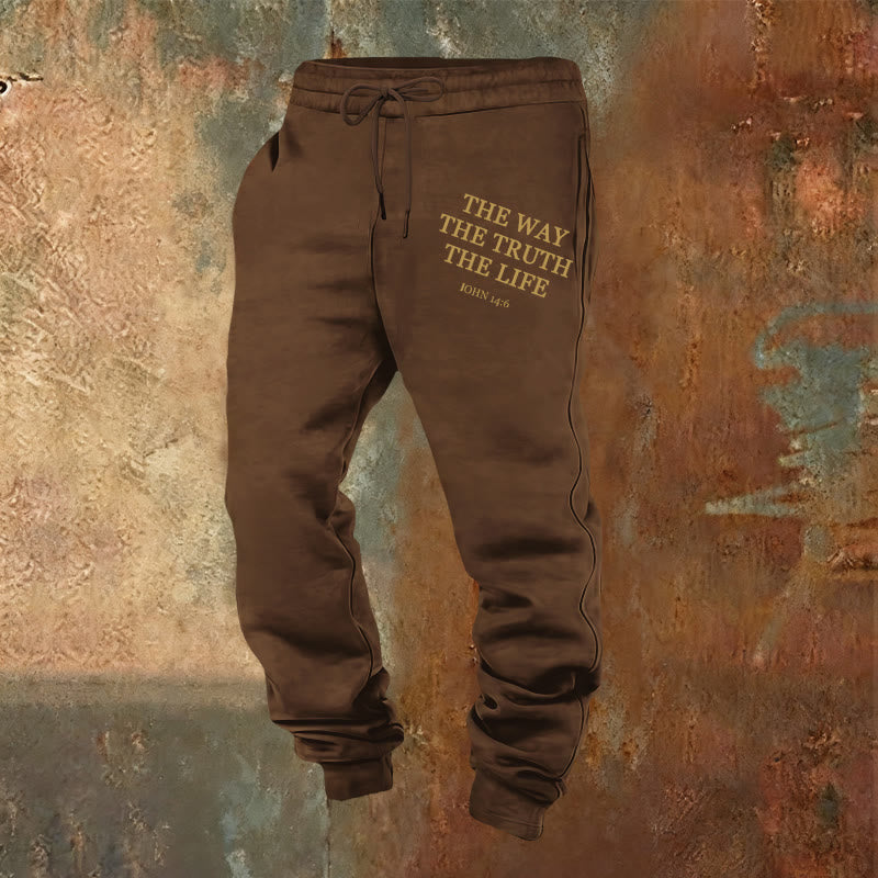 Christianartworkshop Fe en movimiento Juan 14:6 Cita Pantalones deportivos: Camina la promesa - Marrón - 2XL - image 0