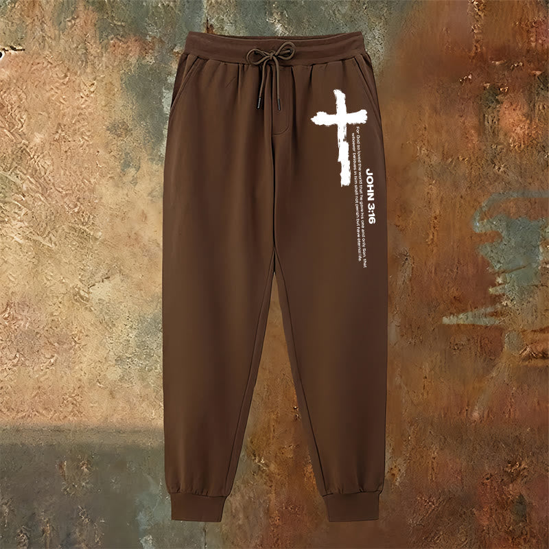 Christianartworkshop Juan 3:16 Declaración Cepillar Cruz Escritura Pantalones deportivos: Caminar el Evangelio - image 18