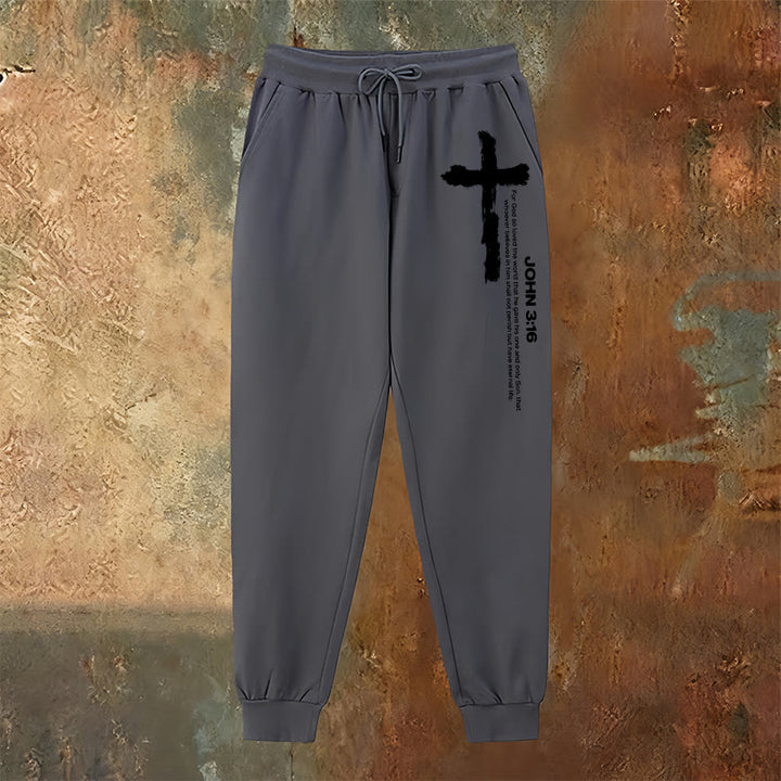 Christianartworkshop Juan 3:16 Declaración Cepillar Cruz Escritura Pantalones deportivos: Caminar el Evangelio - image 14