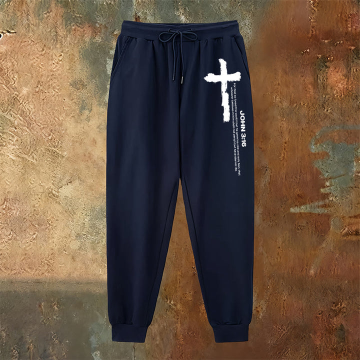 Christianartworkshop Juan 3:16 Declaración Cepillar Cruz Escritura Pantalones deportivos: Caminar el Evangelio - image 10