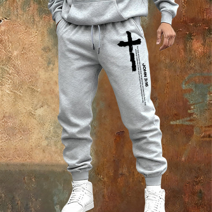 Christianartworkshop Juan 3:16 Declaración Cepillar Cruz Escritura Pantalones deportivos: Caminar el Evangelio - image 1