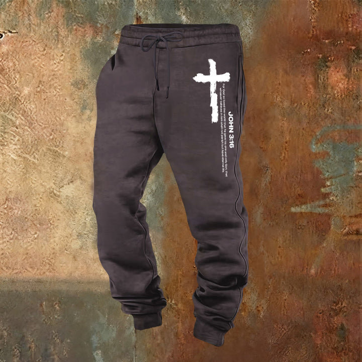Christianartworkshop Juan 3:16 Declaración Cepillar Cruz Escritura Pantalones deportivos: Caminar el Evangelio - Gris oscuro - 2XL - image 20