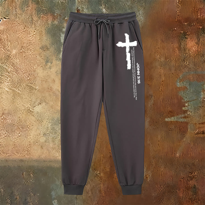 Christianartworkshop Juan 3:16 Declaración Cepillar Cruz Escritura Pantalones deportivos: Caminar el Evangelio - image 22