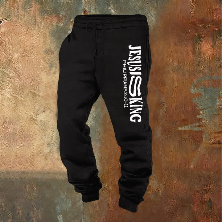 Christianartworkshop Pantalones deportivos con la inscripción "Jesús es Rey" de la colección Worship & Street: Kingdom Street Limited - Negro - 2XL - image 4
