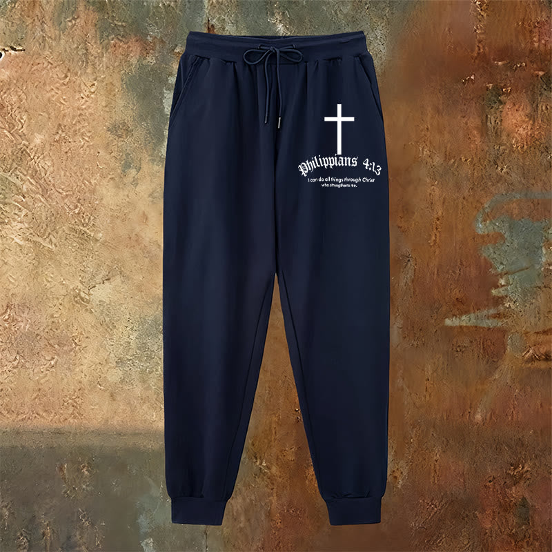 Christianartworkshop Filipenses 4:13 Pantalones deportivos con versículos bíblicos: Todo a través de Cristo - image 10