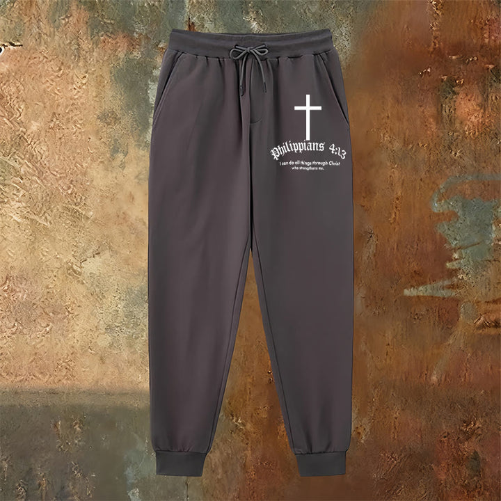 Christianartworkshop Filipenses 4:13 Pantalones deportivos con versículos bíblicos: Todo a través de Cristo - image 22