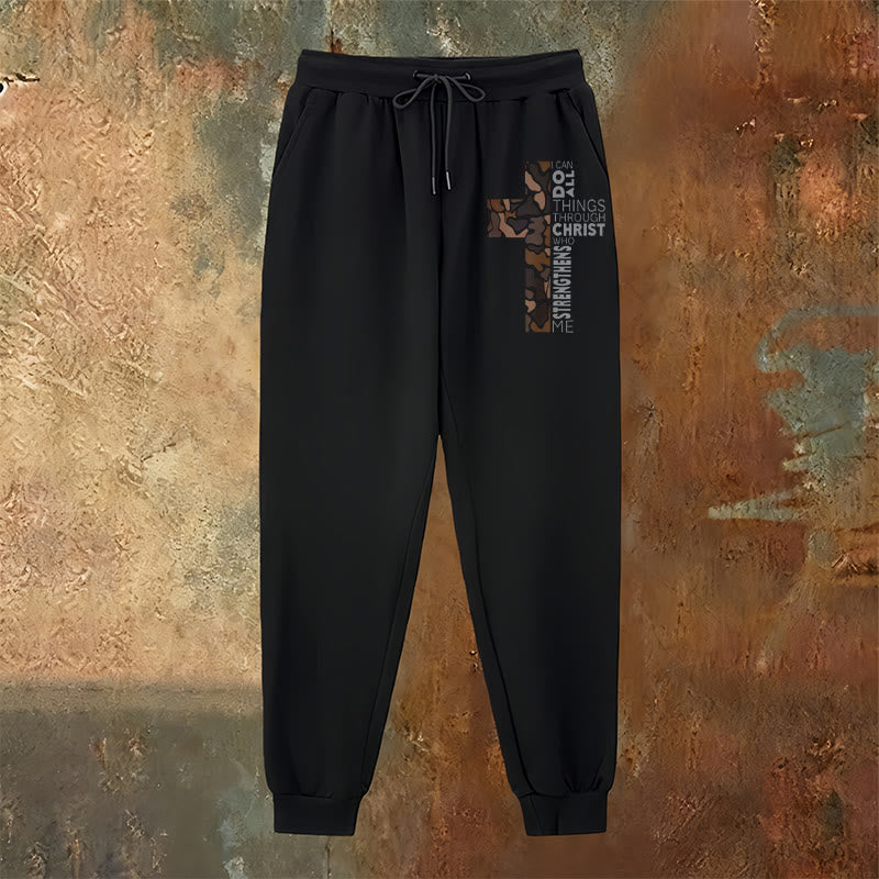 Christianartworkshop Pantalones deportivos con estampado de camuflaje y cruz, edición Discípulo Filipenses 4:13 - image 6