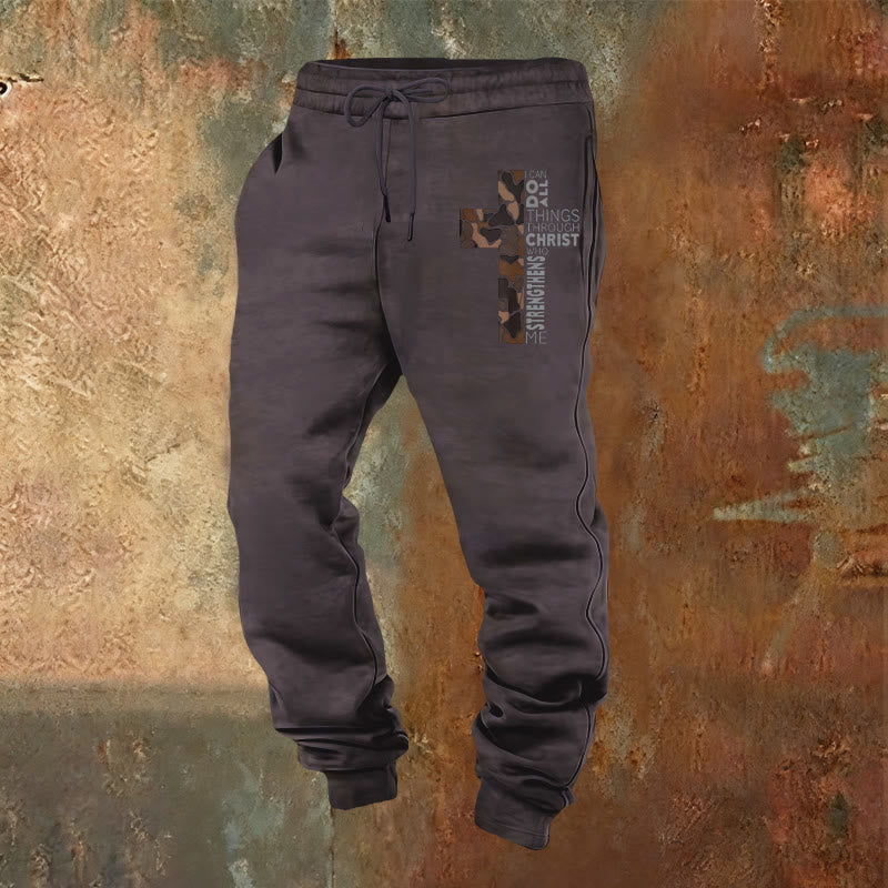 Christianartworkshop Pantalones deportivos con estampado de camuflaje y cruz, edición Discípulo Filipenses 4:13 - Gris oscuro - 2XL - image 20