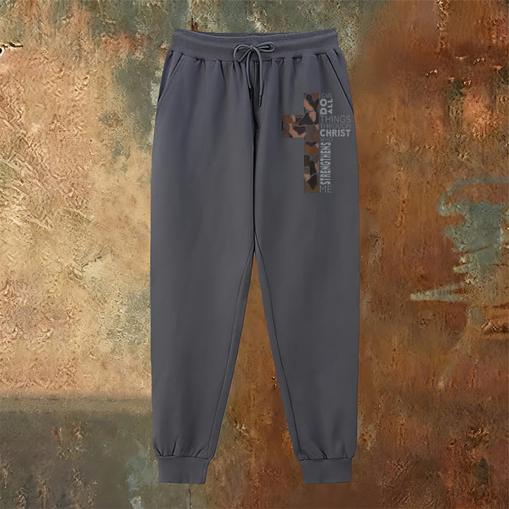 Christianartworkshop Pantalones deportivos con estampado de camuflaje y cruz, edición Discípulo Filipenses 4:13 - image 14