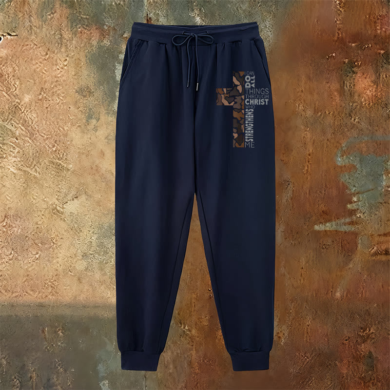 Christianartworkshop Pantalones deportivos con estampado de camuflaje y cruz, edición Discípulo Filipenses 4:13 - image 10
