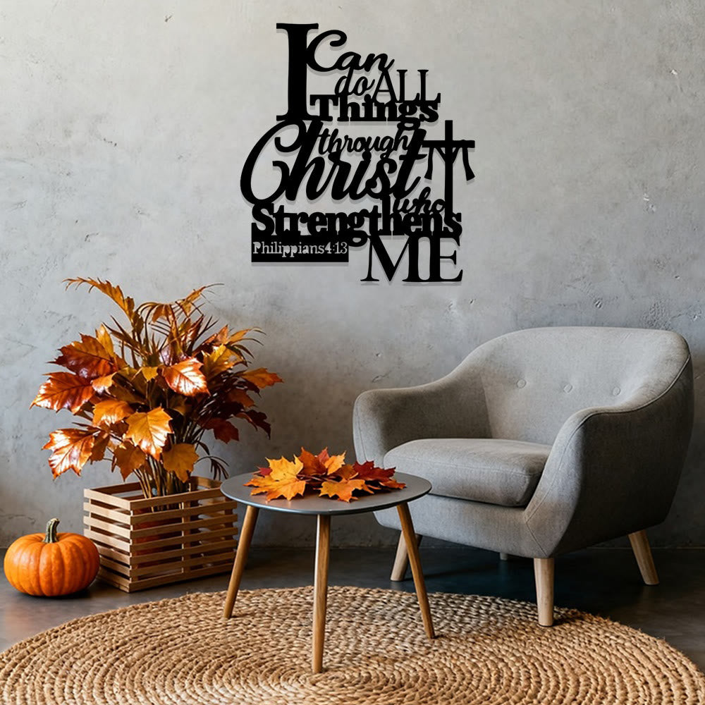 Christianartworkshop Decoración de pared metálica "Por Cristo que me fortalece": Inspirada en Filipenses 4:13 - image 1