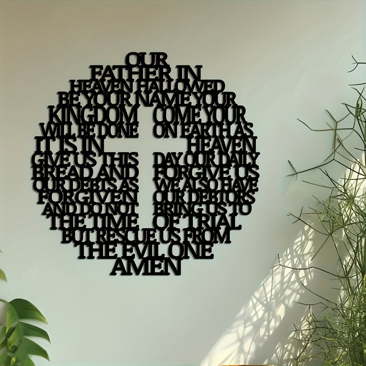 Christianartworkshop Decoración de pared metálica con versículos bíblicos: Cruz con la oración del Padre Nuestro y diseño artístico. - image 2