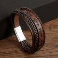 Christianartworkshop Pulsera de cruz de cuero trenzado: una declaración de fe robusta para la devoción diaria. - Marrón - image 0
