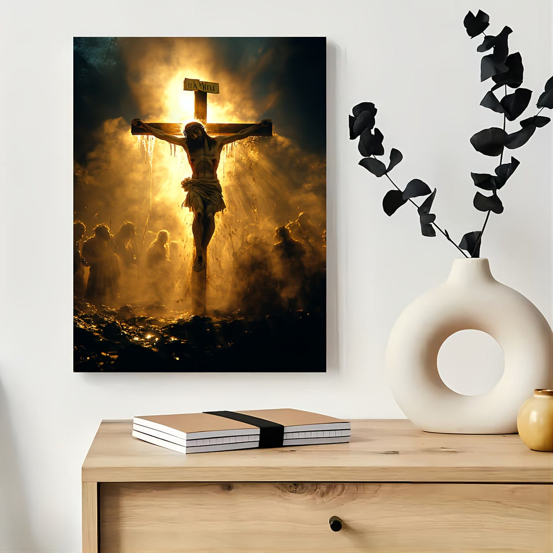 Christianartworkshop Láminas de arte diarias sobre la crucifixión: un recordatorio constante de devoción para hogares creyentes. - Cuadro en lienzo enmarcado - 13,77"*19,58"*0,7''/35*50*1,8 cm - image 0