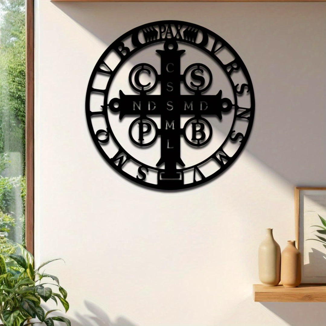 Christianartworkshop Decoración artística de pared con cruz de San Benito en metal: Fe con estilo para las paredes de tu hogar. - Negro - 11,81''*11,81''/30*30cm - image 0