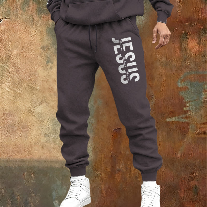 Christianartworkshop Pantalones deportivos con inscripciones de Jesús en capas: ropa de uso diario con identidad devocional. - image 1
