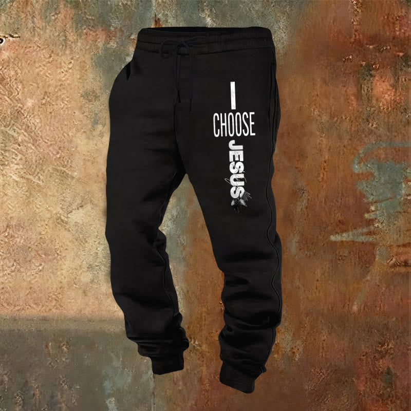 Christianartworkshop Pantalones deportivos "Elijo a Jesús": para usar a diario con un compromiso fiel. - Negro - 2XL - image 4